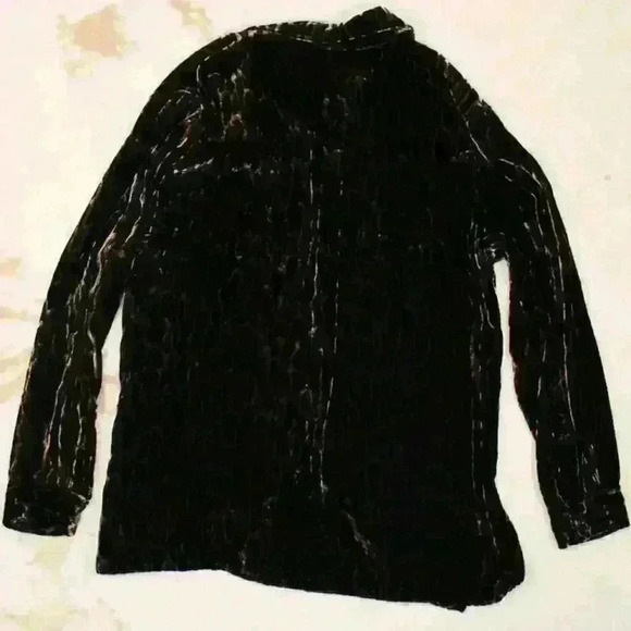 VINTAGE CHICO'S 80s 90s Silk Blend Velour Velvet Cheetah Print Button Up Top Med - Picture 12 of 12